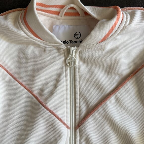 Sergio Tacchini Womens Track Jacket S White & Peach Trim - Picture 3 of 6